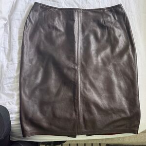 DANIER Chocolate Brown Leather Skirt